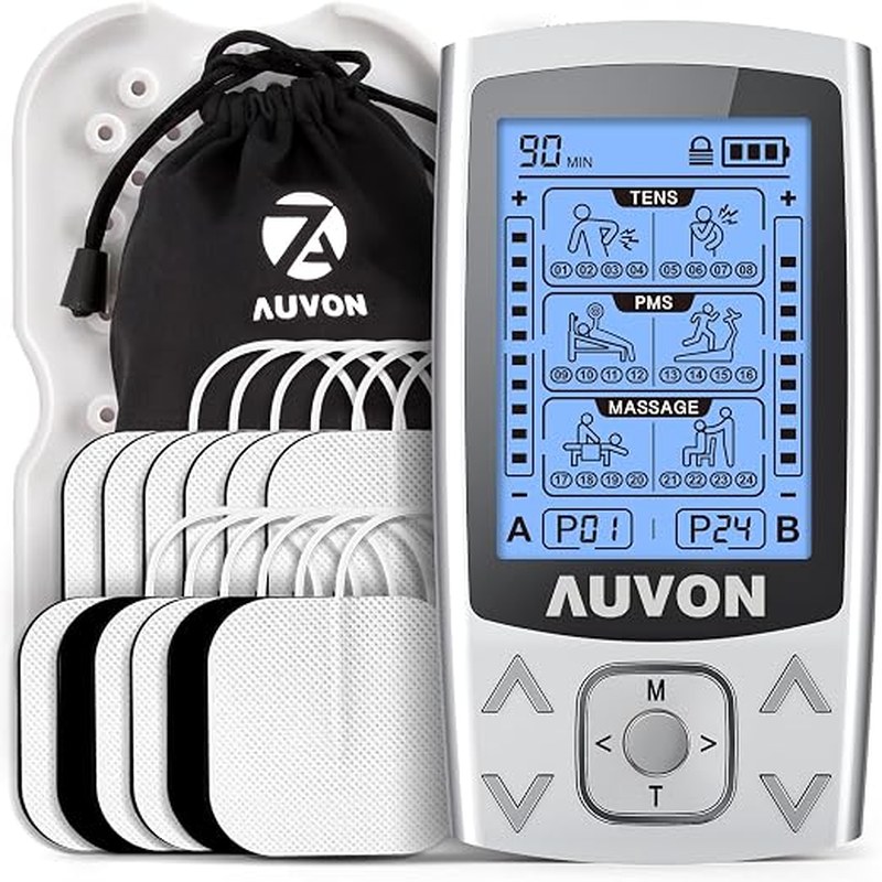 AUVON TENS unit with electrode pads and lead wires