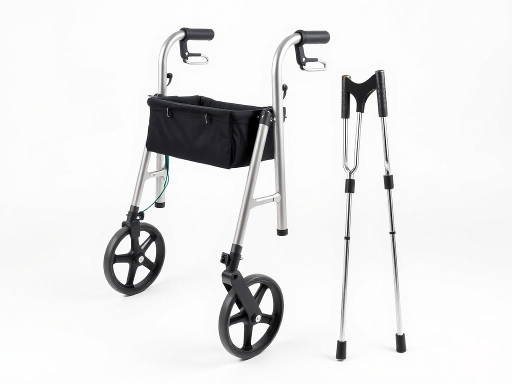 Rollator walker and forearm crutches for mobility support